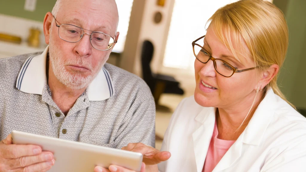 doctor with cataract surgery patient