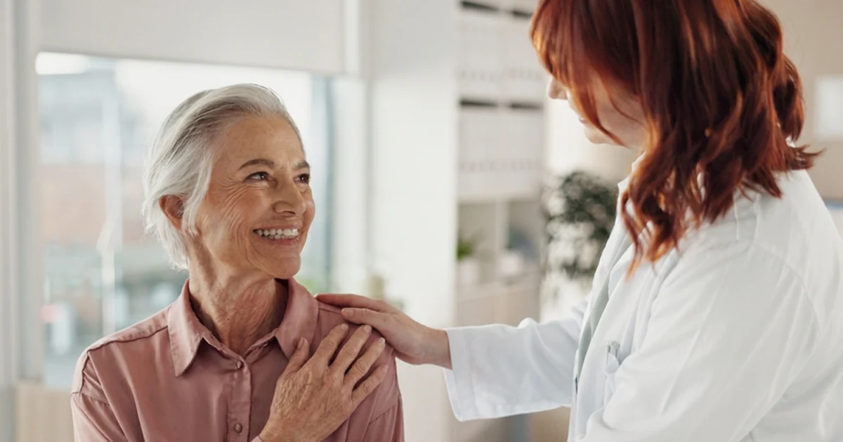 nurse with cataract surgery patient