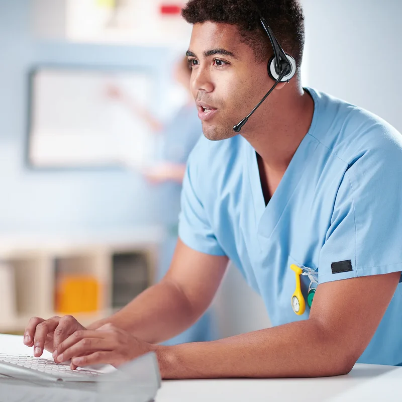 Navigator assisting a cataract patient via phone